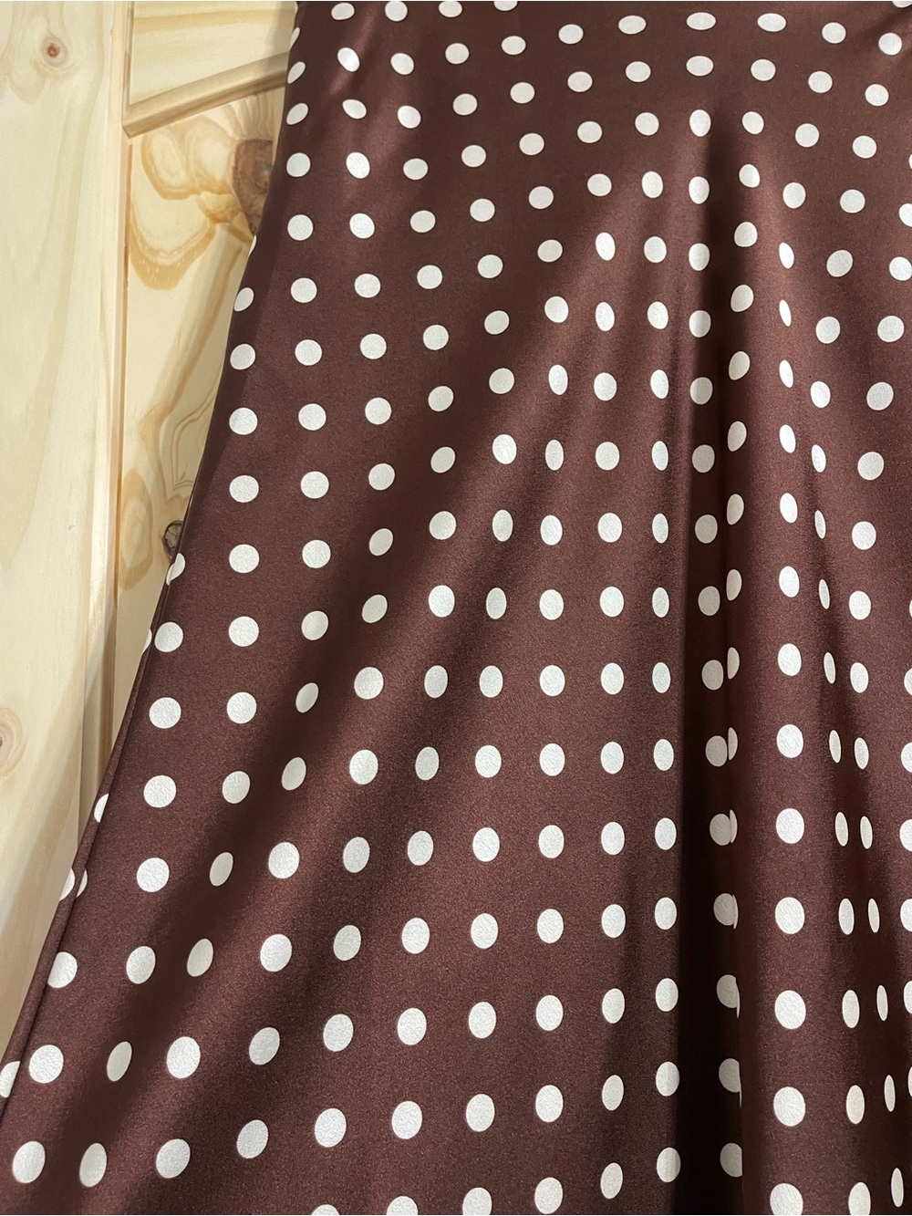 Brown Polka Dot Long Skirt - Picture 4 of 6